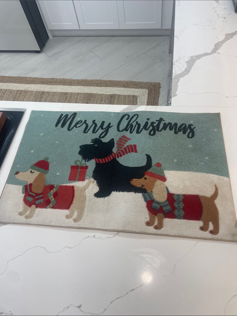 Festive Merry Christmas Dog Doormat - Green and Red - Picture 7 of 9